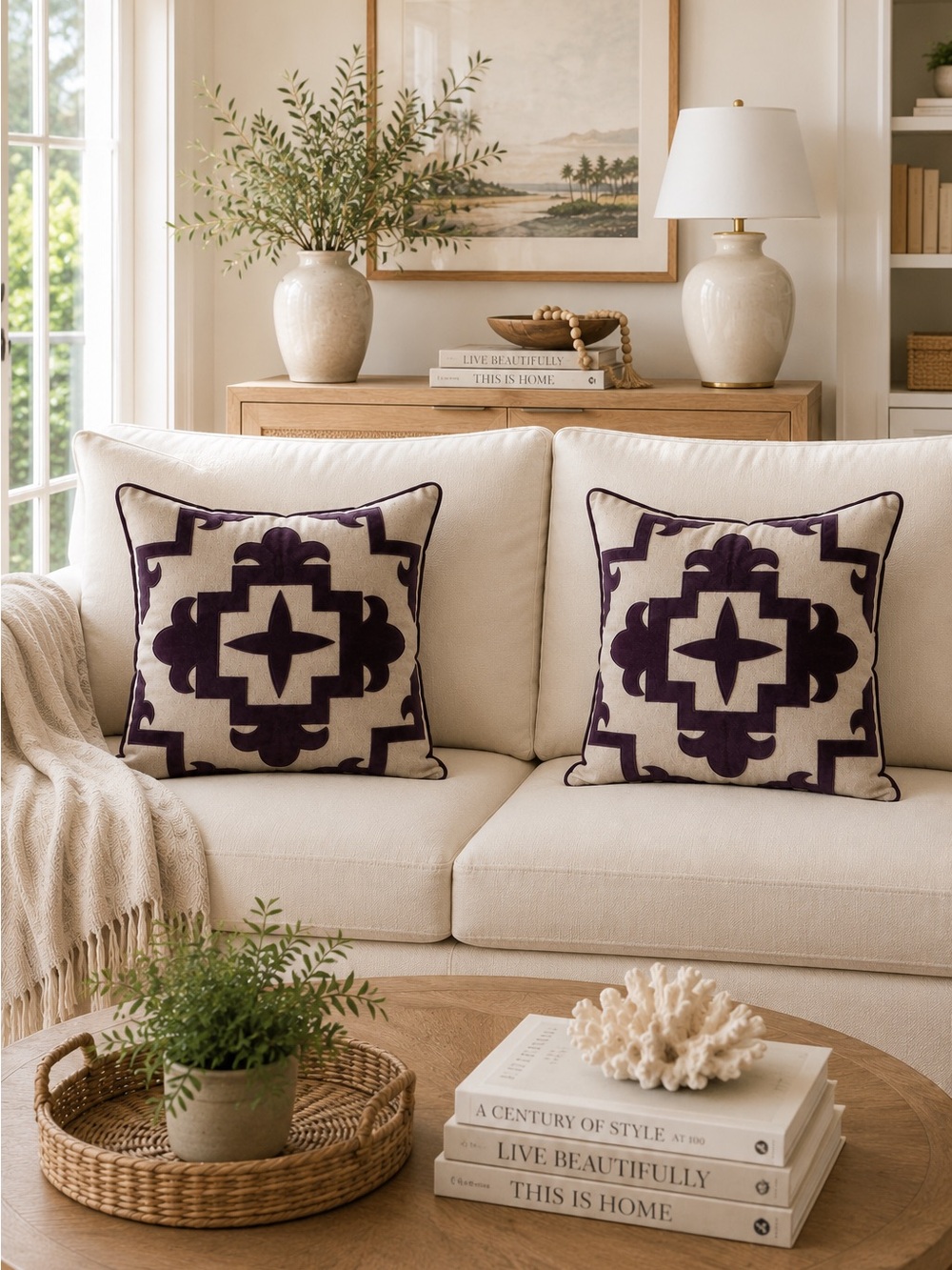 Lacefield Designs Sultana Appliqué Velvet Pillow Covers – Set of 2